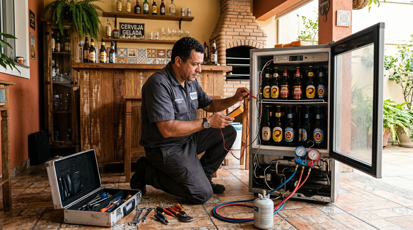 Recarga de gás refrigerante de cervejeira em Franca‑SP